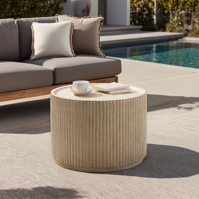 Christopher Knight Home - Robben Fluted Magnesium Oxide Travertine Coffee Table - Natural Travertine Color
