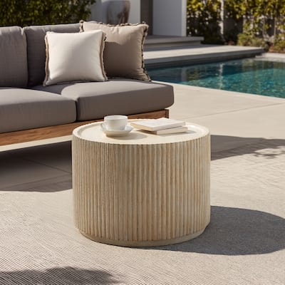 Christopher Knight Home - Robben Fluted Magnesium Oxide Travertine Coffee Table