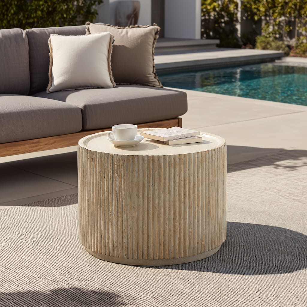 Christopher Knight Home - Robben Fluted Magnesium Oxide Travertine Coffee Table