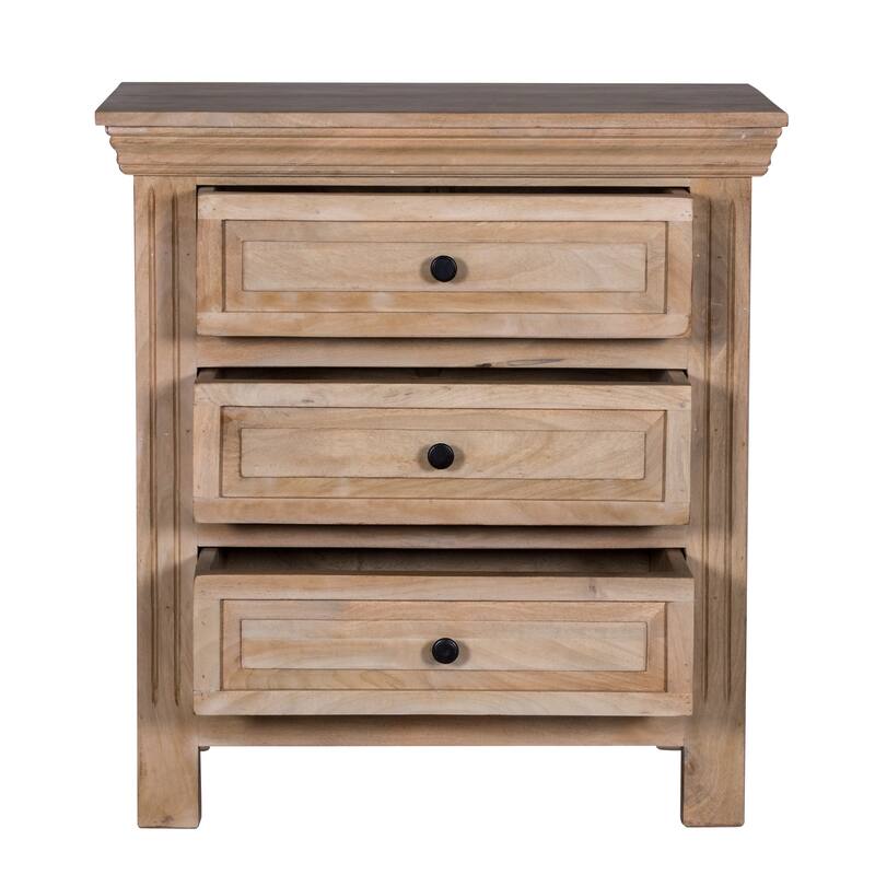 Maadze 28" WIde 3-Drawers Solid Wood Nightstand