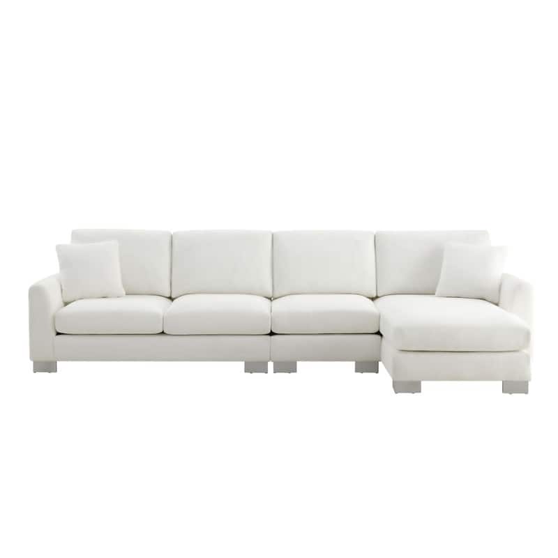 119" Modern Four-Seat L-Shaped Sofa with Two Pillows