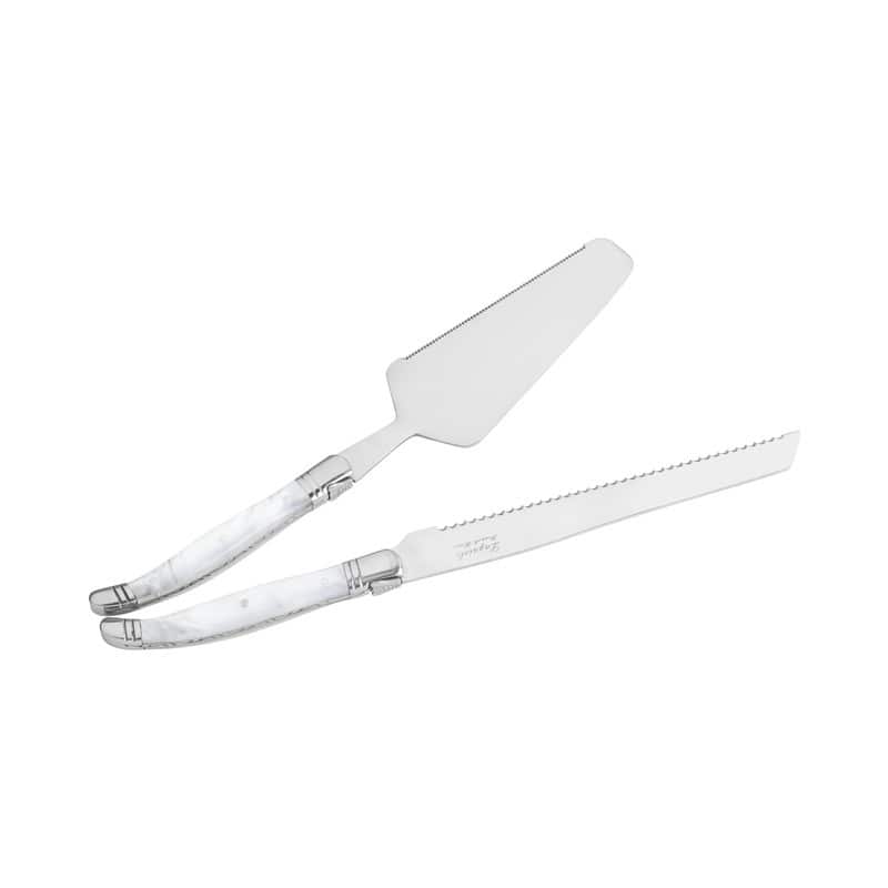French Home Connoisseur Laguiole 2-Piece Cake and Pie Server Set with Pearl White Handles - N/A