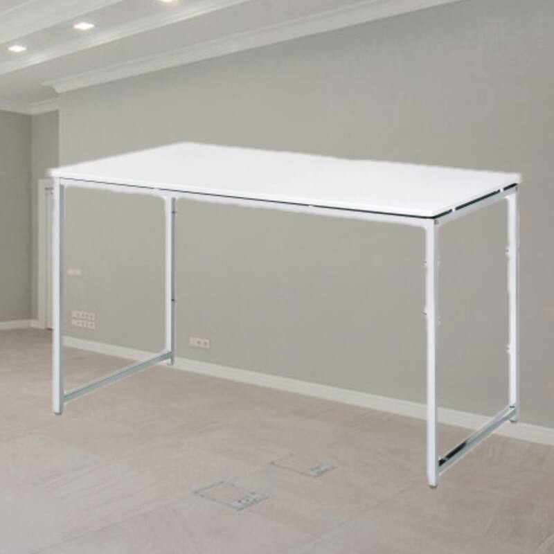 Contemporary Writing Desk with X-Shape Cross Bar, Sleek Design, and 4-Tier Shelf for Organized Workspaces