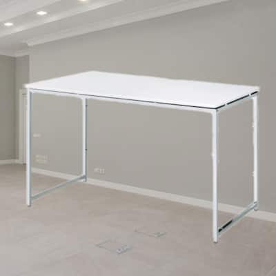 Contemporary Writing Desk with X-Shape Cross Bar, Sleek Design, and 4-Tier Shelf for Organized Workspaces
