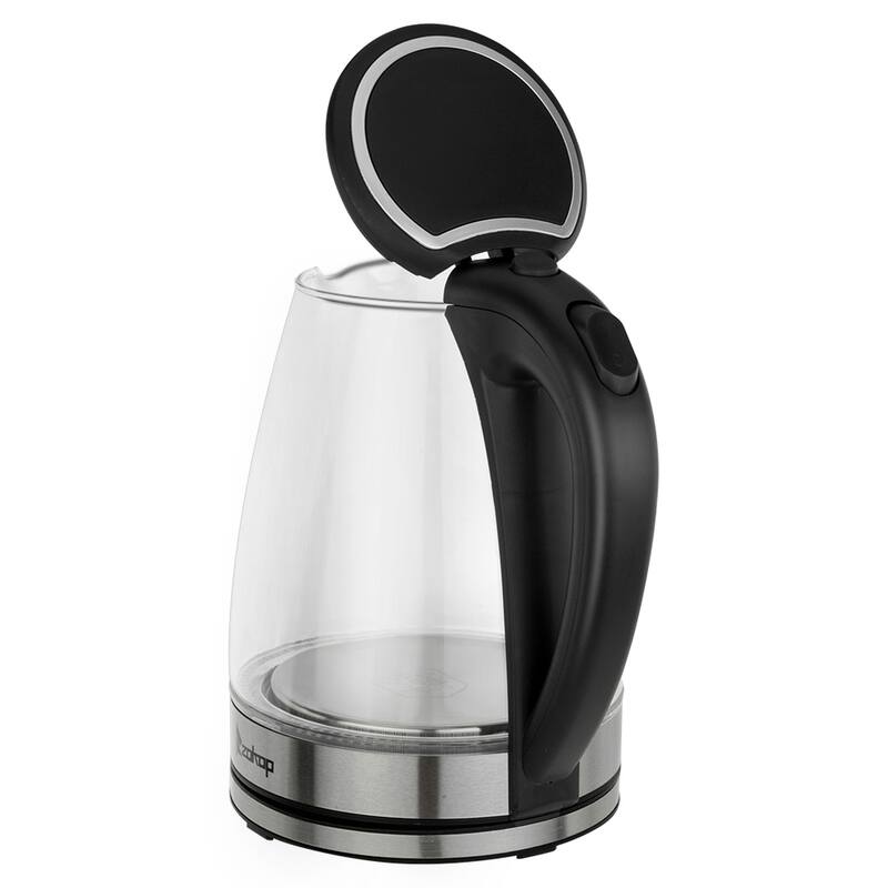 1500W 1.8L Electric Glass Tea Kettle Hot Water Kettle with Auto Shutoff Protection, Stainless Steel Lid & Bottom