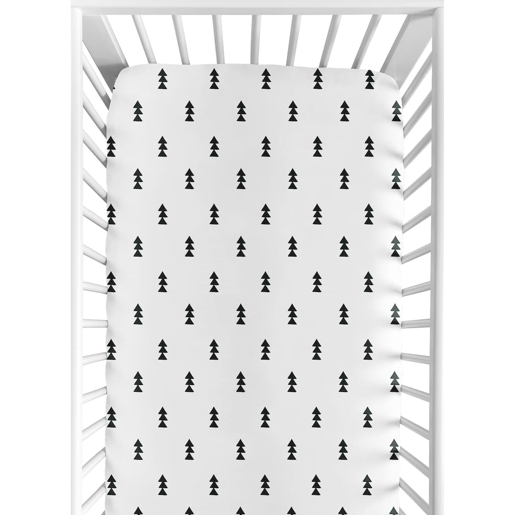 Sweet Jojo Designs Black and White Triangle Tree Print Fitted Crib Sheet for the Bear Mountain Collection