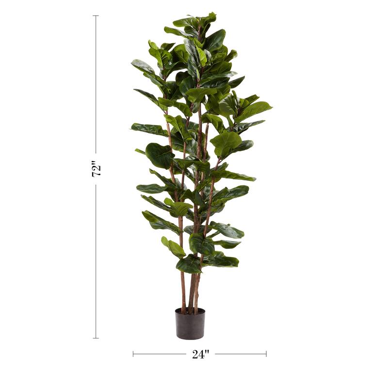 Pure Garden 72-Inch Artificial Fiddle Leaf Fig Tree Indoor Outdoor Office