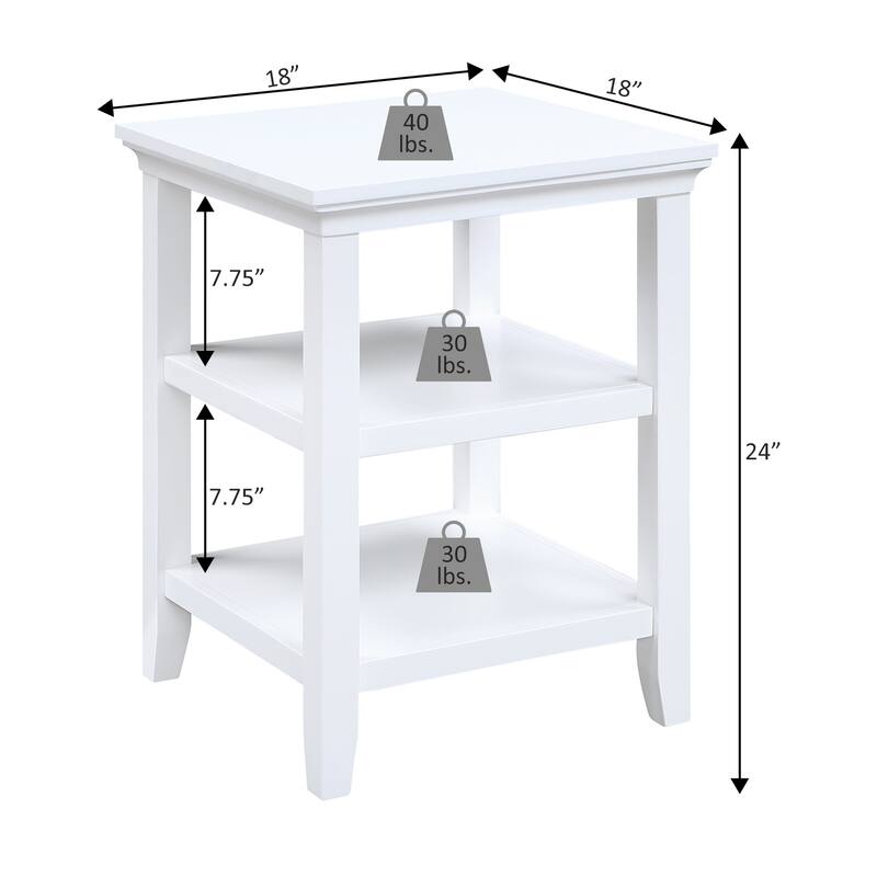 End Table with Shelves Modern Three-Tier Storage Accent Table Solid and Manufactured Wood Versatile Nightstand Table - 18