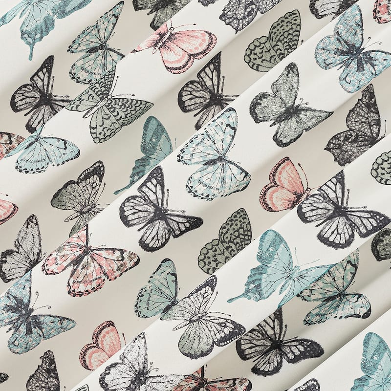 No. 918 Magdalena Butterfly Print Room Darkening Rod Pocket Curtain Panel, Single Panel
