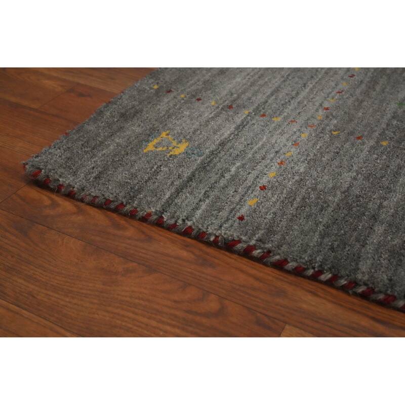 Hand Knotted Oriental 100% Wool Carpet Tribal Animal Pictorial Greys & Charcoal Gabbeh Area Rug - 9' 9'' X 7' 11''