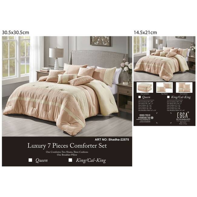 Shatex Shadha 7 Pieces Bedding Comforter Set All-season Reversible Bed in a Bag