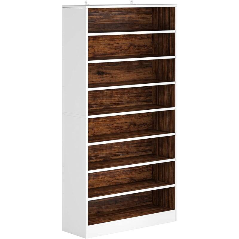 9 Tier White/Brown Wood Shoe Storage Cabinet, Holds Up To 45 Pairs - Multi - Multi