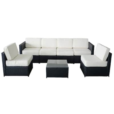 7 PC Cozy Outdoor Garden Patio Rattan Wicker Furniture Sectional Sofa