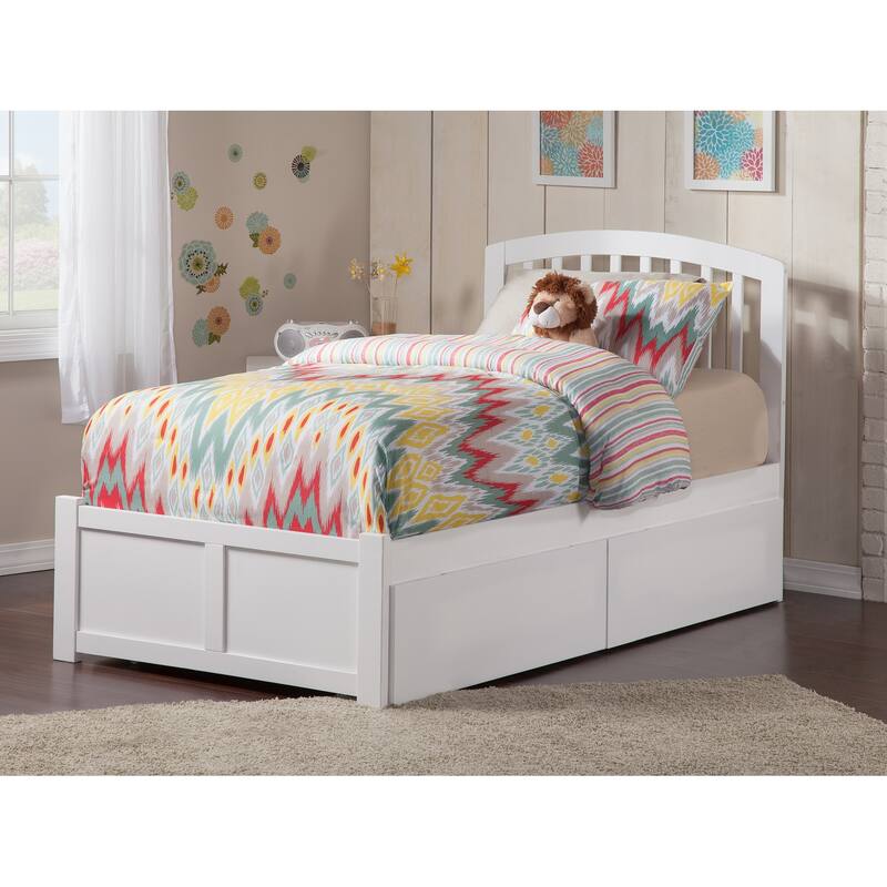 Twin XL Platform Bed with Drawers - Modern Design, White Finish, Underbed Storage