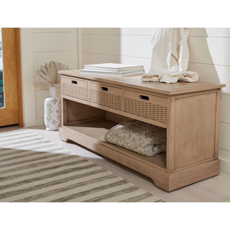 SAFAVIEH Landers 3-Drawer Bottom Shelf Storage Bench - 47.3" W x 15" L x 19" H