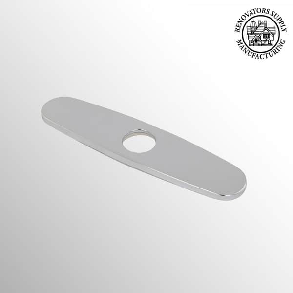 Bathroom 8-Inch Widespread Sink Faucet Cover Plate – Chrome, 9-7/8 X 2-1/2 Inch, For Covering Extra Faucet Holes