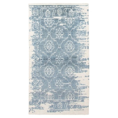 ECARPETGALLERY Hand-knotted Tangier Teal Wool Rug - 2'11 x 4'11