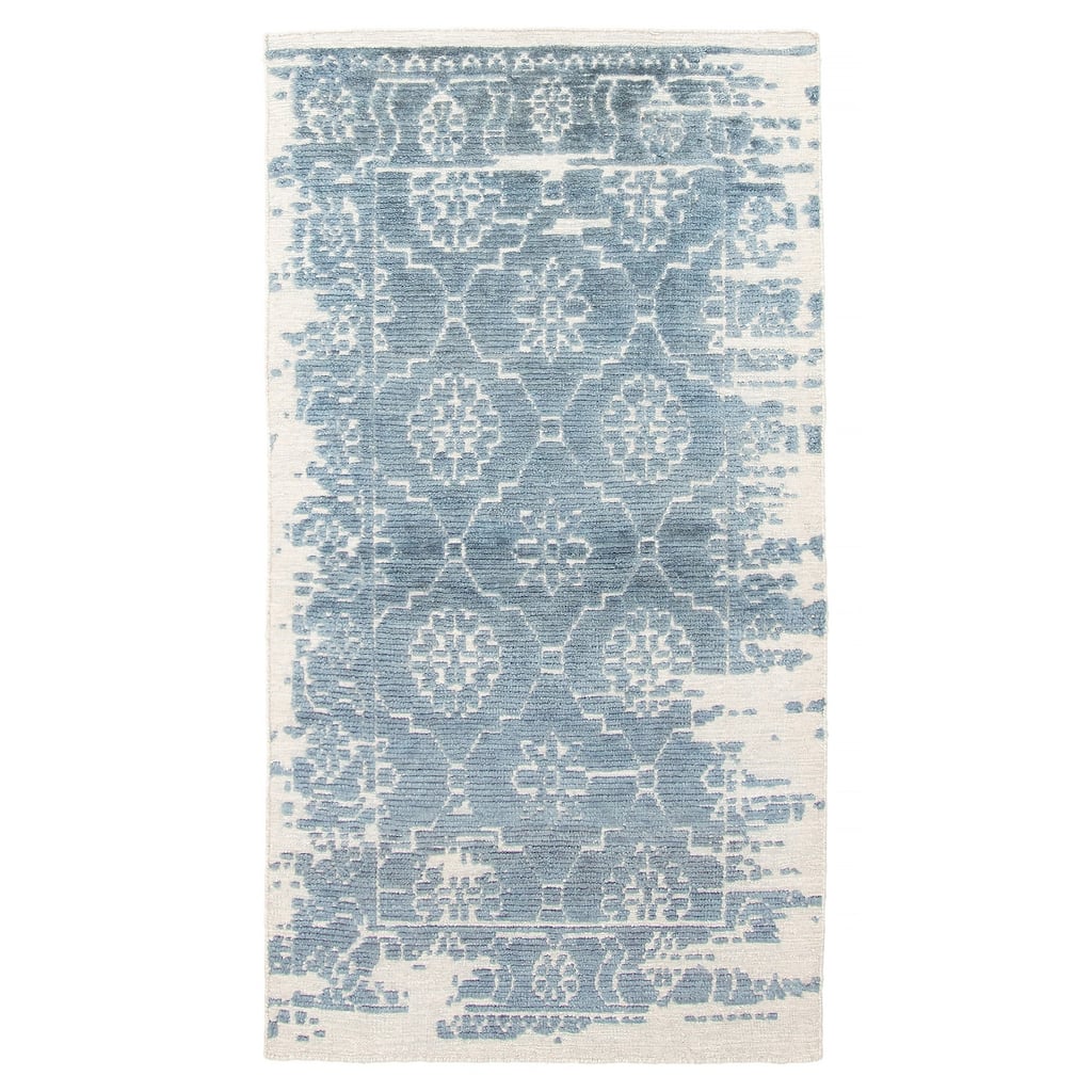 ECARPETGALLERY Hand-knotted Tangier Teal Wool Rug - 2'11 x 4'11