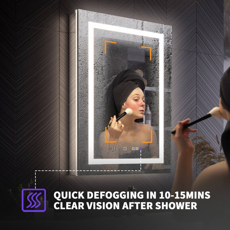 Modland 24"-42W x 36"H LED Medicine Cabinet Mirror with USB Charging,10x Magnifying Mirror