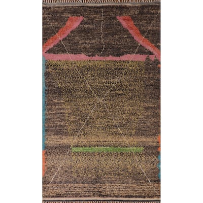 Abstract Moroccan Oriental Area Rug Hand-Knotted Wool Carpet - 6'6" x 10'8"