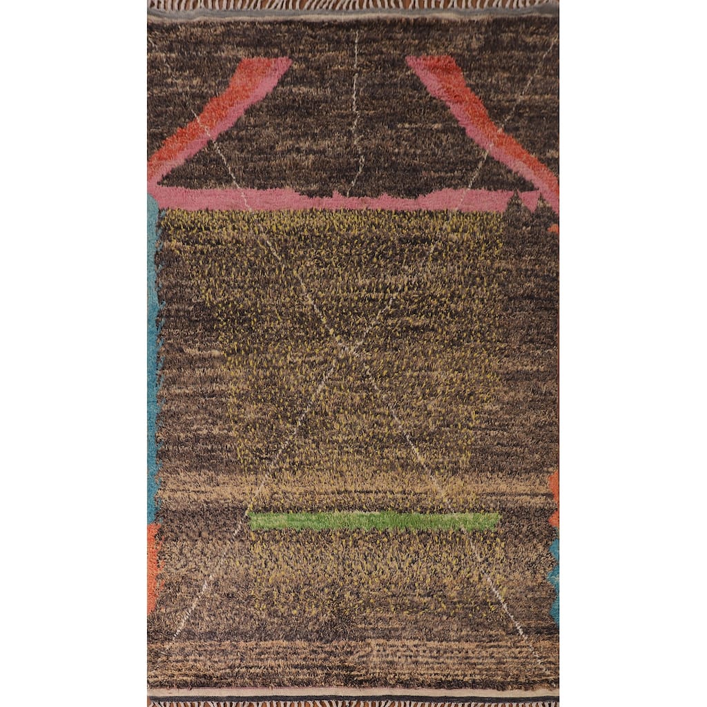 Abstract Moroccan Oriental Area Rug Hand-Knotted Wool Carpet - 6'6" x 10'8"
