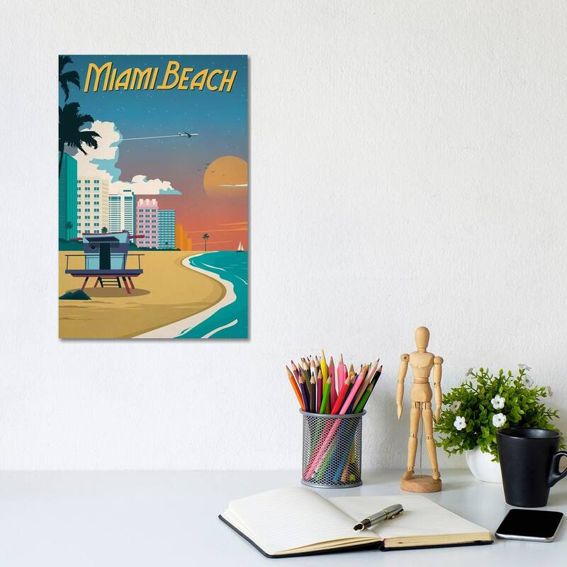 iCanvas "Miami Beach" by IdeaStorm Studios Canvas Print - 12x8x0.75