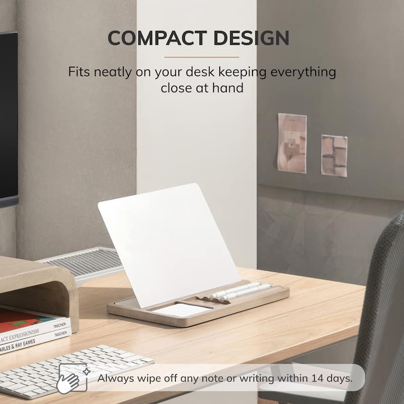 Jani Wooden Desk Organizer with Magnetic Whiteboard - Solid Wood, Hidden Storage & Anti-Skid Base for Home, Office & Workspaces