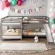 preview thumbnail 2 of 11, Full and Twin Modern Design Size L-Shaped Bunk Bed with Slide and Short Ladder,4 Beds in 1 L-Shaped Bunk Bed,Gray