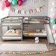 preview thumbnail 14 of 24, Full and Twin Size L-Shaped Bunk Bed with Slide and Short Ladder,Easy Assembly,White Gray