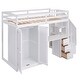 preview thumbnail 25 of 28, Wooden Twin Size Loft Kids Bed with Wardrobe, Desk, Storage Drawers, Staircase & Cabinet, Space-Saving Modern Design, Grey