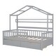 preview thumbnail 8 of 31, Wooden Twin Size House Bed with 2 Drawers,Kids Bed with Storage Shelf, Gray