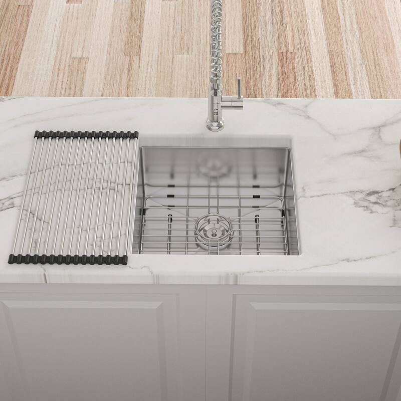 Undermount 16 Gauge Singel Bowl Stainless Steel Kitchen Sink - 17'' x 19'' x 10'' - Brushed Nickel