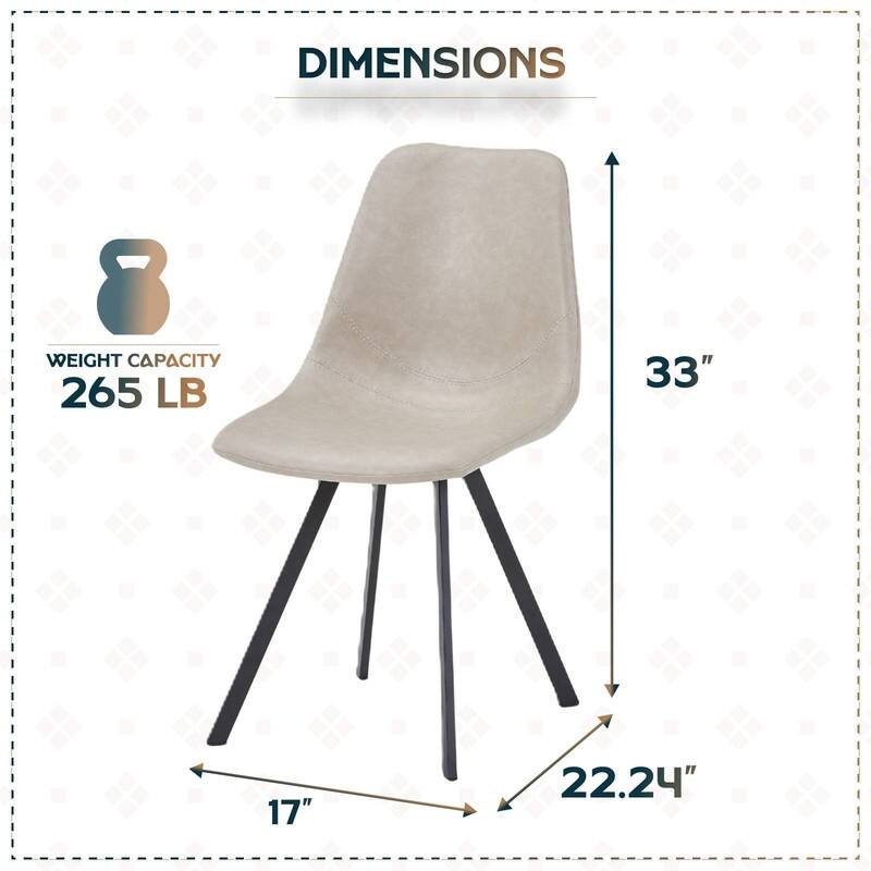 Markley Modern Ergonomic Leather Dining Chair with Black Steel Legs, Scratch-Resistant & Comfortable Kitchen Chair