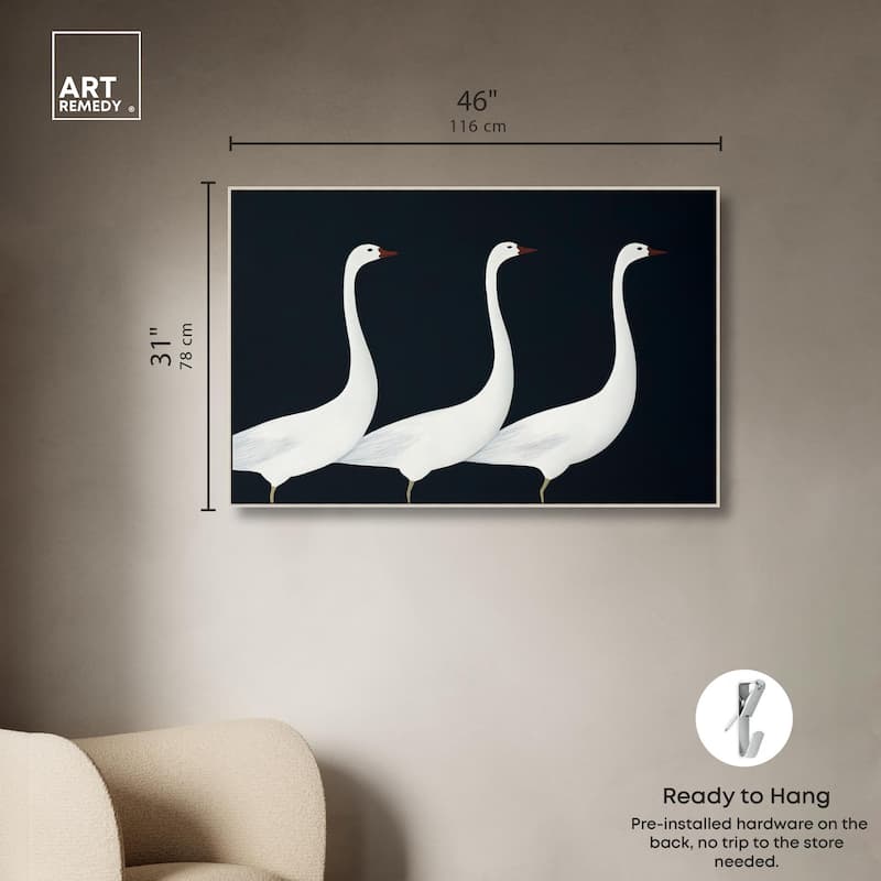 Trio of Swans Canvas by Art Remedy
