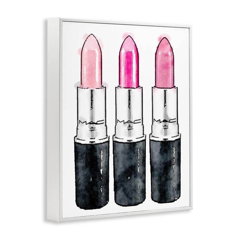 Stupell Three Pink Lipsticks Framed Giclee Wall Art