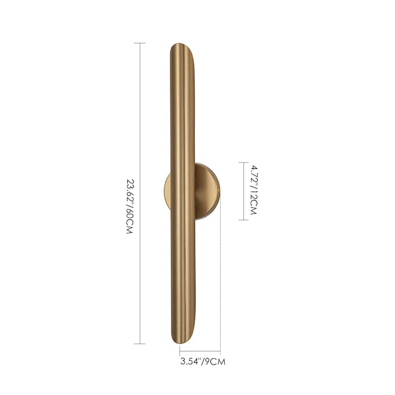 23.6-inch Modern Minimalist Aluminum Linear Cylinder Geometric Wall Light Integrated LED Bathroom Vanity Light