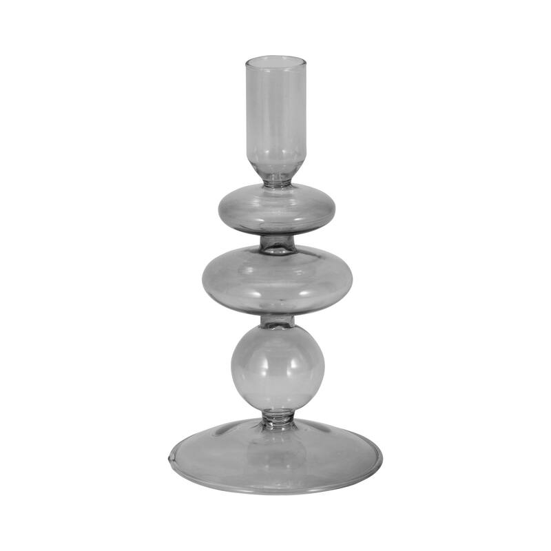 Sculptural Glass Candle Holder with Rounded Accent Base - Modern Tabletop Candle Holder for Any Room