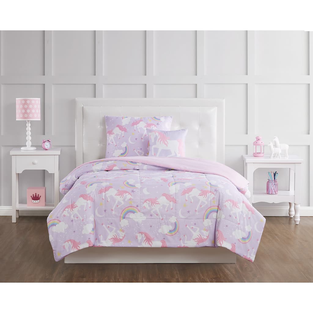 Porch & Den Myrica Unicorn and Rainbow 4-piece Comforter Set