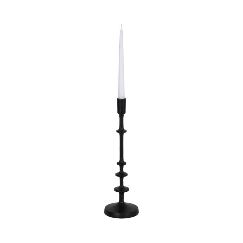 Sagebrook Home Black Modern Wooden Base Metal Taper Candle Holder
