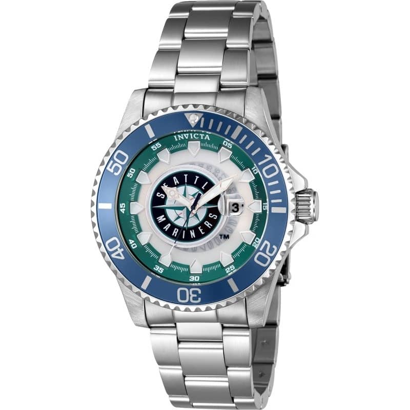 Invicta Men's 43478 MLB Seattle Mariners Quartz Multifunction Green, Orange, Silver, White, Blue Dial Watch - Green