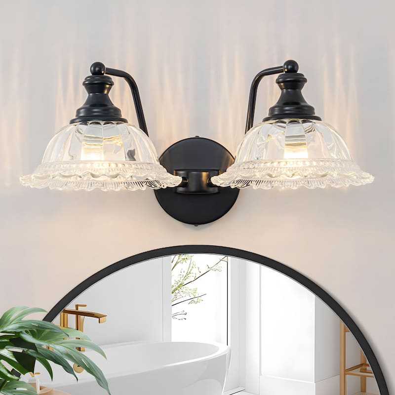 Modern Vanity Light with Crystal Glass Shade