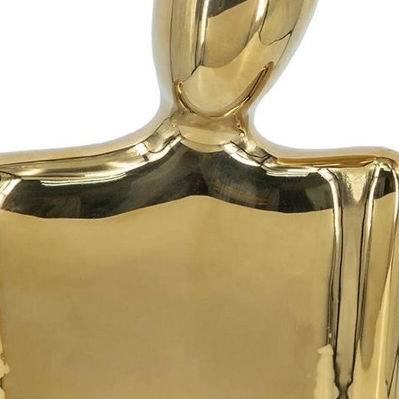 10" Gold Ceramic Modern Abstract Table Vase - 7.90