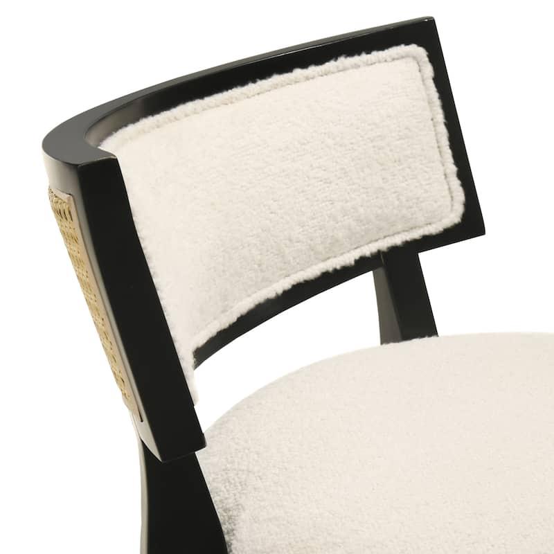 Noely Modern Farmhouse Swivel Wood Counter Height Kitchen Bar Stool with White Boucle Fabric Upholstered Seat