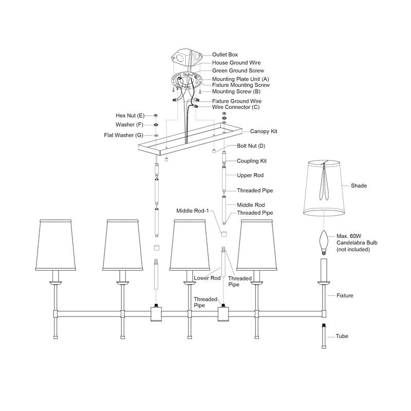 Vaxcel Lighting H0289 Camden 5 Light 46" Wide Linear Chandelier