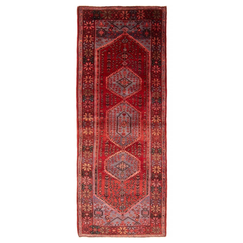 ECARPETGALLERY Hand-knotted Anadol Red Wool Rug - 3'7 x 9'7 - Red - 3'7 x 9'7