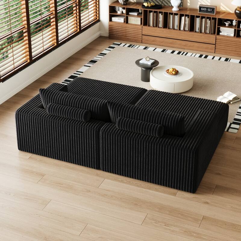 Roomfitters 102" Modern Sectional Lounge Chaise, Cloud Plush Loveseat Sleeper Sofa Bed, No Assembly Recliner Couch