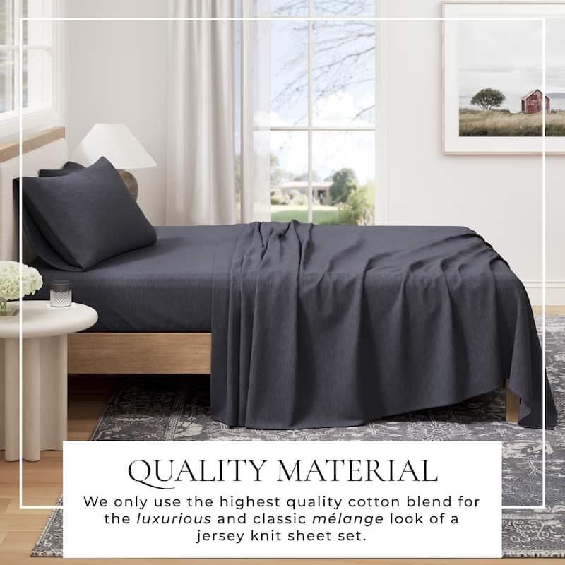 Linery & Co. Heathered Melange Cotton Jersey Knit Sheet Set