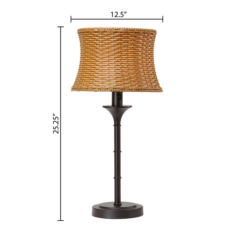 Pocologan Tan 25.25-inch Outdoor Table Lamp by Havenside Home - 12.5L x 12.5"W x 25.25"H