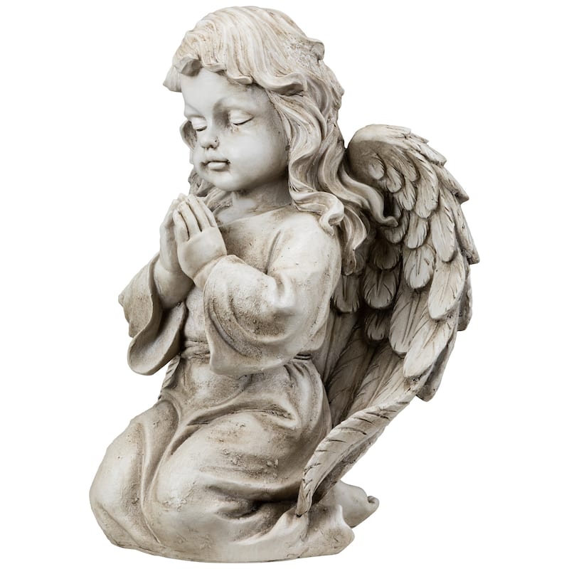 Kneeling Praying Cherub Statue - 14" - Beige