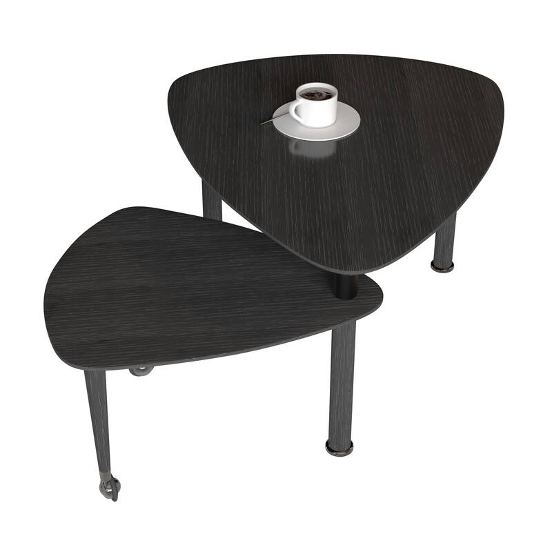 GDFStudio - Vesper 360 Degree Rotatable Nesting Coffee Table with Solid Rubberwood Legs